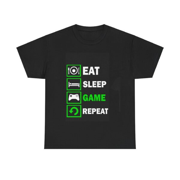 Gamer Vibes Unisex Heavy Cotton Tee, Video Game Lover T-Shirt, Gaming Gift, Eat Sleep Game Repeat Shirt, Gamers Apparel, Gamer Lifestyle Top - Image 2