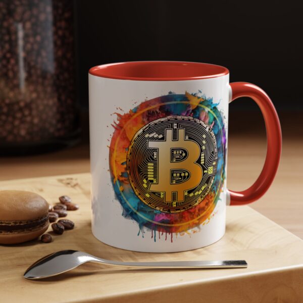 Bitcoin Accent Mug, Cryptocurrency Coffee Cup, Blockchain Theme Tea Mug, Digital Currency Latte Mug, Finance Investor Gift, Stock Market Mug - Image 2