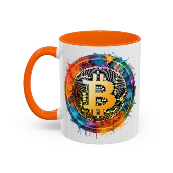 Bitcoin Accent Mug, Cryptocurrency Coffee Cup, Blockchain Theme Tea Mug, Digital Currency Latte Mug, Finance Investor Gift, Stock Market Mug - Image 4