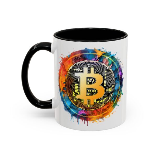 Bitcoin Accent Mug, Cryptocurrency Coffee Cup, Blockchain Theme Tea Mug, Digital Currency Latte Mug, Finance Investor Gift, Stock Market Mug - Image 3