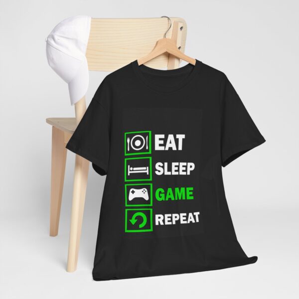 Gamer Vibes Unisex Heavy Cotton Tee, Video Game Lover T-Shirt, Gaming Gift, Eat Sleep Game Repeat Shirt, Gamers Apparel, Gamer Lifestyle Top - Image 3