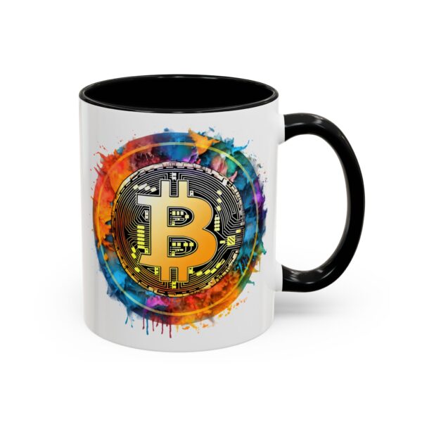 Bitcoin Accent Mug, Cryptocurrency Coffee Cup, Blockchain Theme Tea Mug, Digital Currency Latte Mug, Finance Investor Gift, Stock Market Mug - Image 2