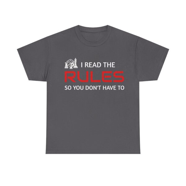 Unisex Heavy Cotton Tee - I Read the Rules Graphic Shirt, Funny T-Shirt for Rule Followers, Gift for Friends, Casual Wear, Relaxed Fit - Image 5
