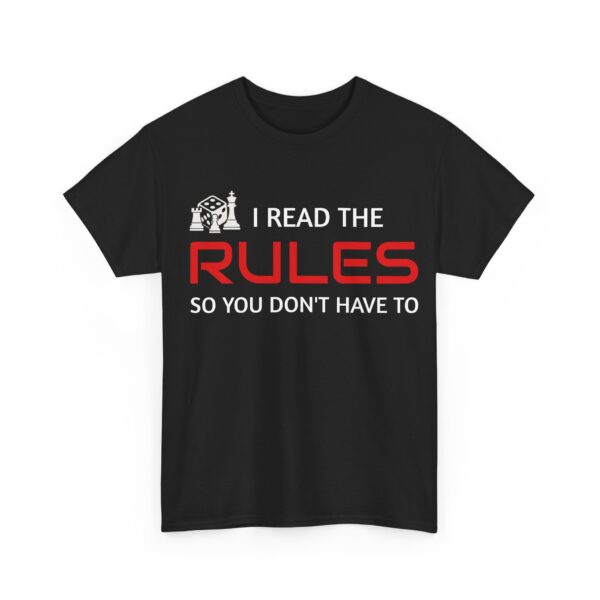 Unisex Heavy Cotton Tee - I Read the Rules Graphic Shirt, Funny T-Shirt for Rule Followers, Gift for Friends, Casual Wear, Relaxed Fit - Image 3