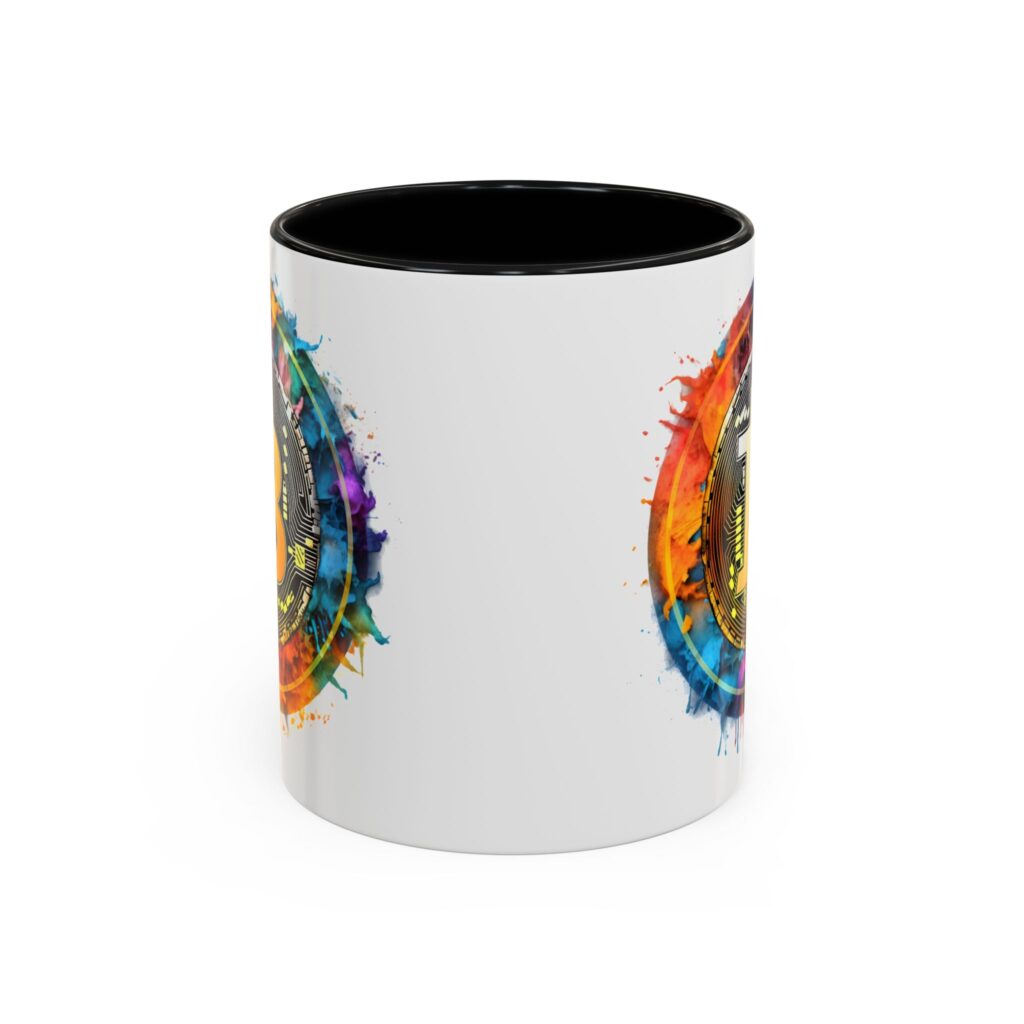 Bitcoin Accent Mug, Cryptocurrency Coffee Cup, Blockchain Theme Tea Mug, Digital Currency Latte Mug, Finance Investor Gift, Stock Market Mug