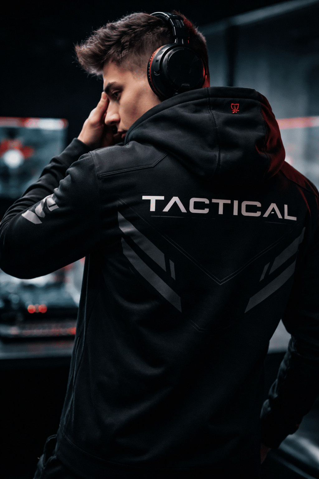 Gamer In Tactical Hoodie Setup 1